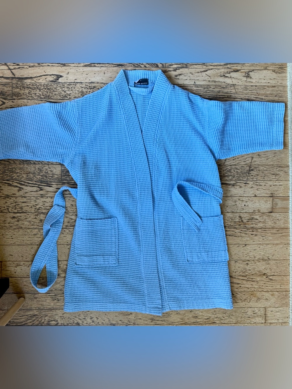 Light Blue Waffle Knit Robe